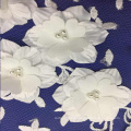 White 3D Flower Lace Embroidery Fabric